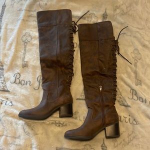 Womens tall brown boots, size 7 M